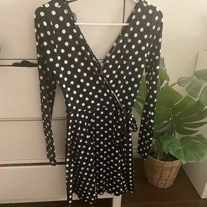 V-neck polka dot dress